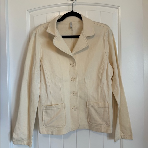 White Stag Jackets & Blazers - 100% cotton cream ivory soft button up blazer jacket women's M